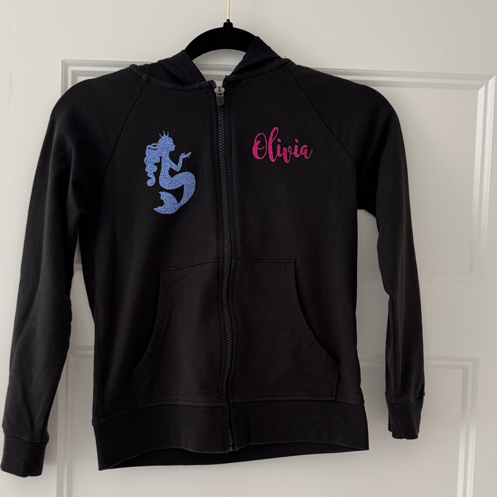 Black Kids Hoodie with Mermaid Design